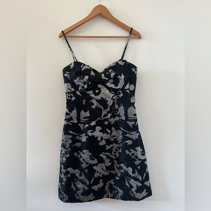 Milly Black and Silver Cocktail Dress with Bow